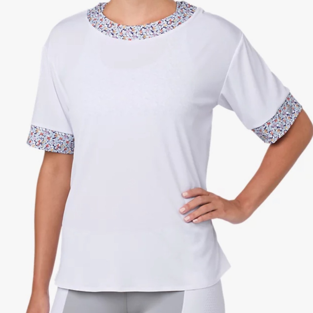 ASICS x Liberty Print Short Sleeve Athletic Tee-White/Floral-Women's Size M-NWT